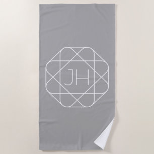 Coole Monogramm, Angesagte Logo-Stilanzeige Grau Strandtuch