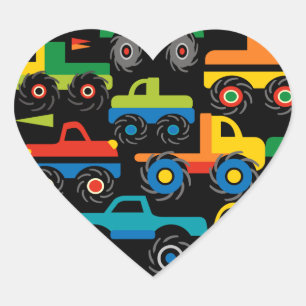Coole Monster LKW Transportgeschenke für Jungen Herz-Aufkleber