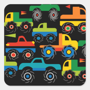 Coole Monster LKW Transportgeschenke für Jungen Quadratischer Aufkleber