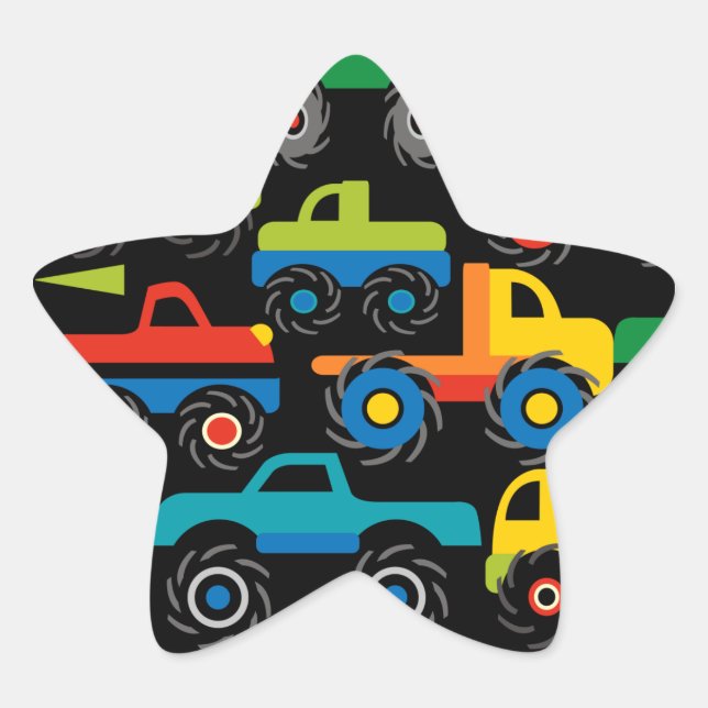Coole Monster LKW Transportgeschenke für Jungen Stern-Aufkleber (Vorderseite)