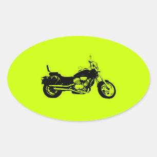 Coole Motorradfahrrad-Silhouette Ovaler Aufkleber