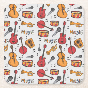 Coole Musik Themenbanjo Drums Gitarre Geige mehr Rechteckiger Pappuntersetzer