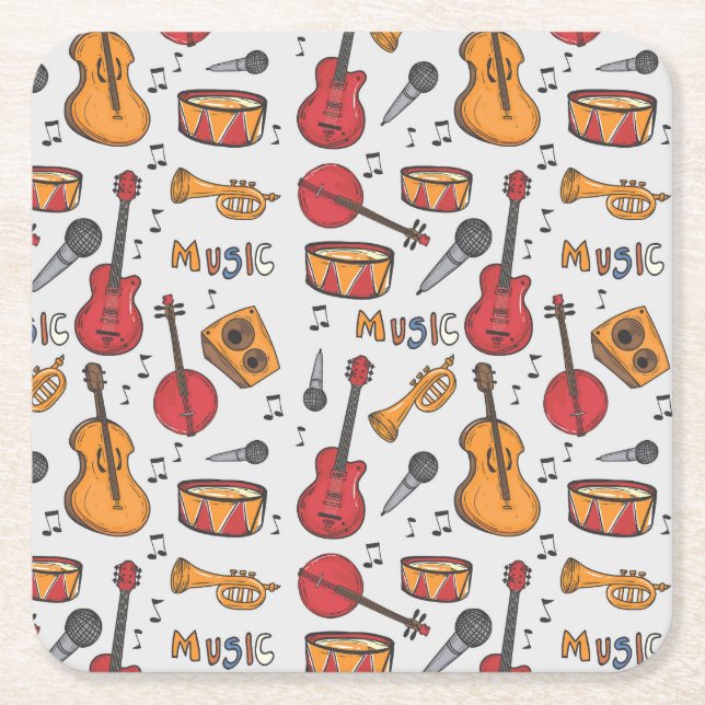 Coole Musik Themenbanjo Drums Gitarre Geige mehr Rechteckiger Pappuntersetzer (Vorderseite)
