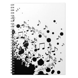 coole Musikexplosion in Schwarzweiß Notizblock