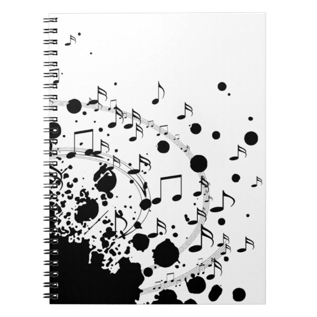 coole Musikexplosion in Schwarzweiß Notizblock (Vorderseite)