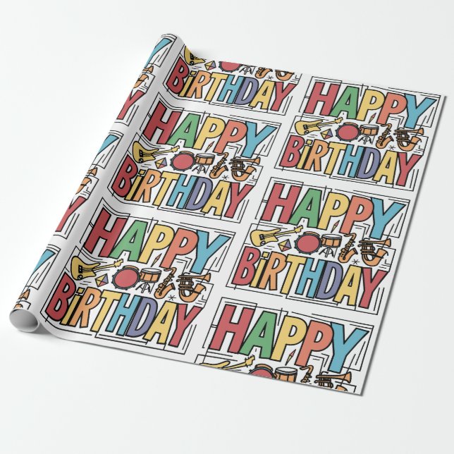 Coole Musikinstrumente zum Geburtstag Geschenkpapier (Ungerollt)