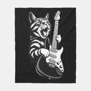Coole Musikliebe Rockkatze spielt elektrische Gi Fleecedecke