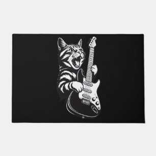 Coole Musikliebe   Rockkatze spielt elektrische Gi Fußmatte