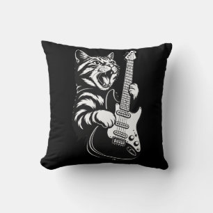 Coole Musikliebe   Rockkatze spielt elektrische Gi Kissen