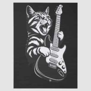 Coole Musikliebe Rockkatze spielt elektrische Gi Seidenpapier