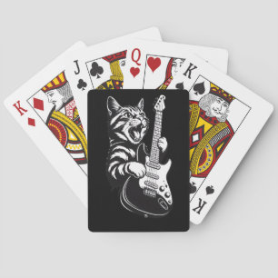 Coole Musikliebe   Rockkatze spielt elektrische Gi Spielkarten