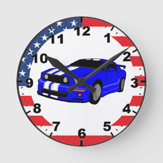 Coole Muskelautoentwurfs-Wanduhren Runde Wanduhr (Vorderseite)