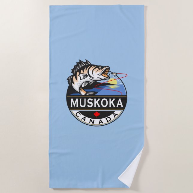 Coole Muskoka Kanada Fischerei Wappen im Freien Strandtuch (Vorderseite)