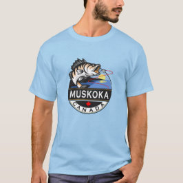 Coole Muskoka Kanada Fischerei Wappen im Freien T-Shirt