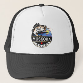 Coole Muskoka Kanada Fischerei Wappen im Freien Truckerkappe
