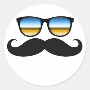 Coole Mustache unter Schaden Runder Aufkleber