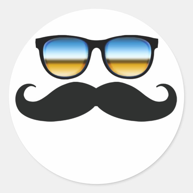 Coole Mustache unter Schaden Runder Aufkleber (Vorderseite)