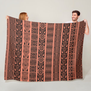 Coole Muster in Boho Schwarz und Rosa Streifen Fleecedecke