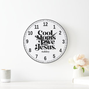 Coole Mütter lieben Jesus Große Wanduhr