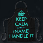 Coole neonblau-schwarz behalten Grillabend Schürze<br><div class="desc">Cool neonblau und schwarz behielt ruhige Grillecke Schürze. Moderne Typografie-Vorlage mit Krone. Personalisierte Kochkunst Schürze in jeder phantastischen Farbkombination, die Sie mögen. Stilvolle Vorlage mit großem Buchstaben Typografie Design. Fügen Sie Ihren eigenen Namen oder ein humorvolles Mem-Zitat hinzu. Schaffen Sie Ihr eigenes Geburtstagsgeschenk für Grillmeister, Mama, besten Vater, Schwester, Ehefrau,...</div>