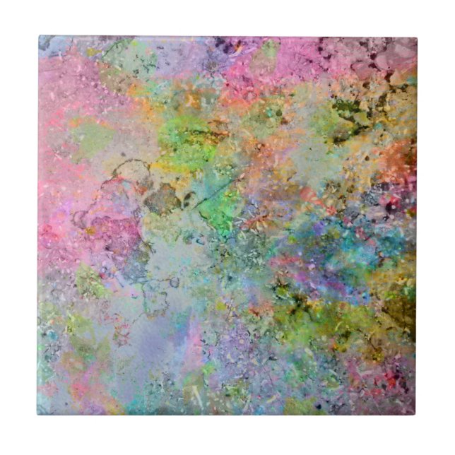 Coole Neonfarben abstraktes Marmorbild Fliese (Vorderseite)