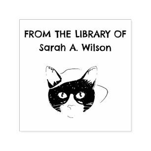 Coole Nerdy Art Cat Von der Bibliothek Personalisi Permastempel