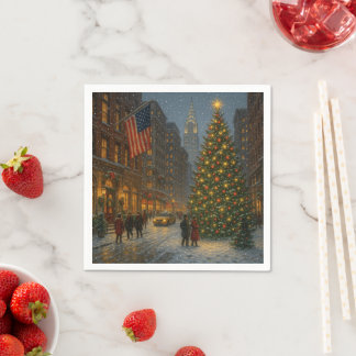 coole New Yorker Weihnachtsstraßen Serviette