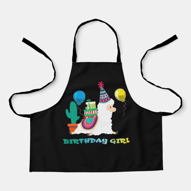 Coole Niedliche Alpaca Llama Cactus Girls Birthday Schürze (Vorderseite)