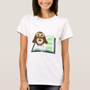 Coole niedliche Eule mit Alphabetbuch zurück zu T-Shirt