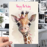 Coole Niedliche Giraffe - Funny Happy Birthday Karte<br><div class="desc">Die Menschenmengen im Zoo waren schockiert, als sie die Giraffe mit einem rosa Band auf dem Kopf sahen. Es war wie eine Szene, die aus einer Geburtstagskarte genommen wurde und die Leute waren fasziniert. Niemand konnte herausfinden, woher das Band gekommen war. Einige dachten, es sei von einem schelhaften Besucher dort...</div>