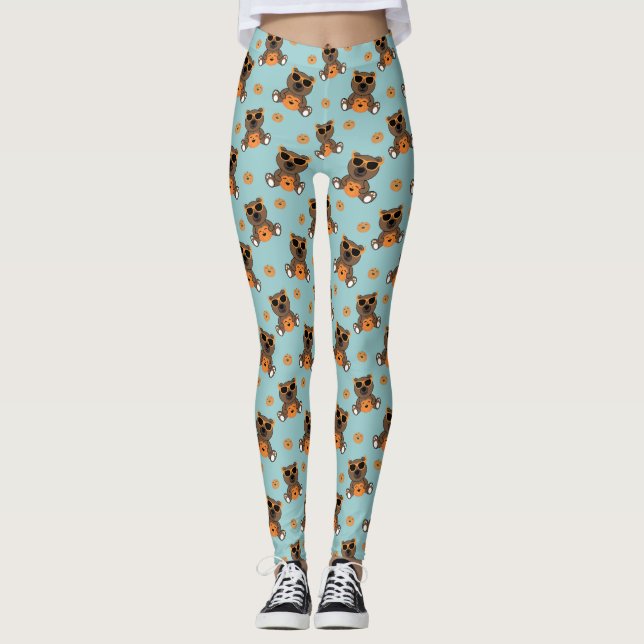 Coole niedliche Halloween-Bärensonnenbrille und Kü Leggings (Vorderseite)