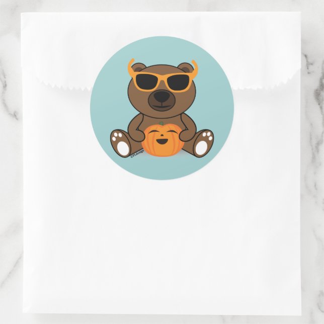 Coole niedliche Halloween-Bärensonnenbrille und Kü Runder Aufkleber (Tasche)