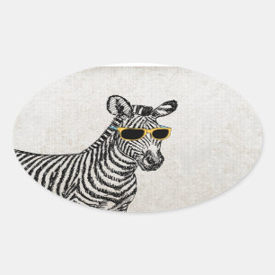 Coole niedliche lustige Zebraskizze mit trendy Ovaler Aufkleber