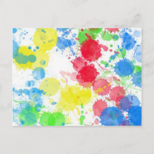 Coole niedliche trendfarbene Spritzer Wasserfarben Postkarte