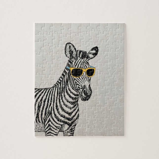 Coole niedliche Zebraskizze mit trendigen Gläsern (Vertikal)