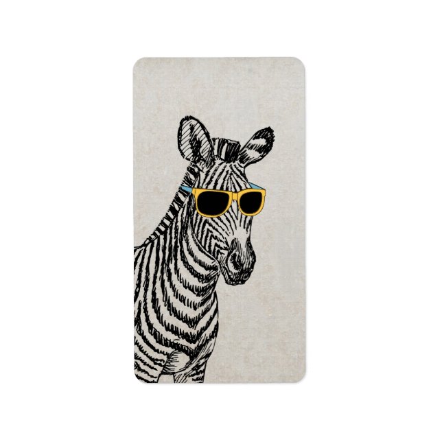 Coole niedliche Zebraskizze mit trendigen Gläsern Adressaufkleber (Vorne)