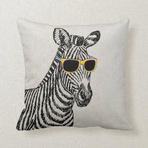Coole niedliche Zebraskizze mit trendigen Gläsern Kissen