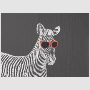Coole niedliche Zebraweiße Skizze mit Brille Seidenpapier