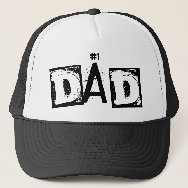 Coole Nummer 1 Vater Black and White Trucker Cap H Truckerkappe (Vorderseite)