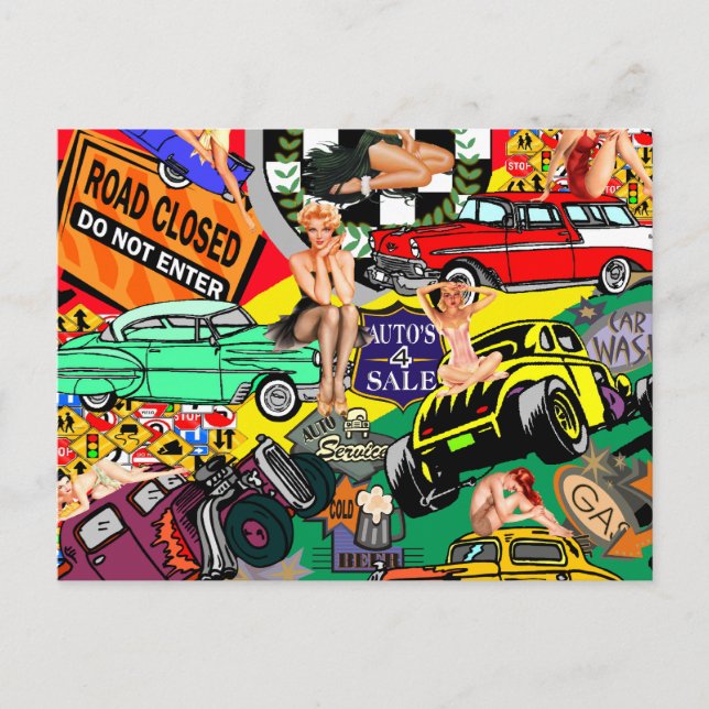 Coole Oldtimer Postkarte (Vorderseite)