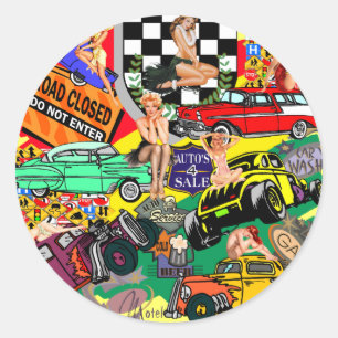 Coole Oldtimer Runder Aufkleber
