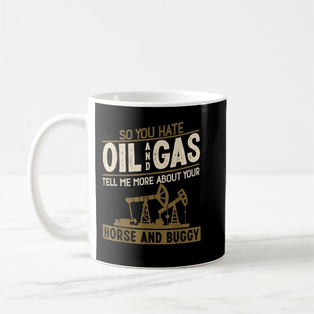 Coole Ölfelderkunst Männer - Frauen Raubhals Kaffeetasse (Links)