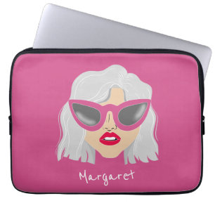 Coole Oma-Frau mit Brille-Individuelle Name Laptopschutzhülle