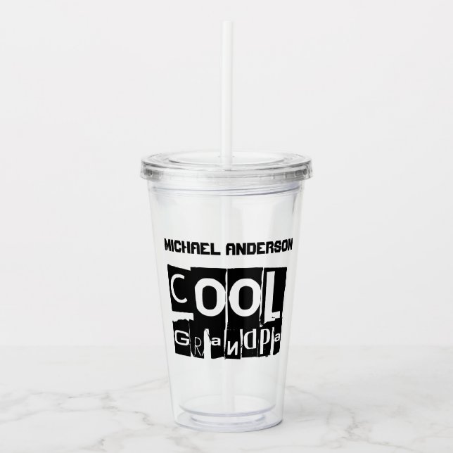 Coole Opa Moderne Schwarze Typografie Acryltrinkbecher (Vorderseite)