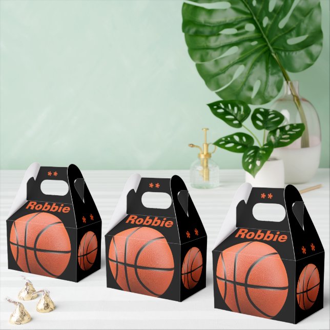 Coole Orange Basketball- und Monogram-Begünstigung Geschenkschachtel (Zahlreiche)