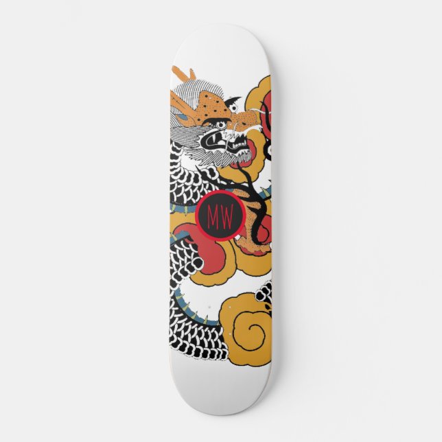 Coole Orange Black Dragon Skateboard (Vorderseite)