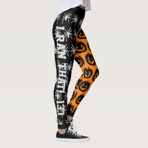 Coole orange und schwarze Spinnen und Kürbisse Leggings