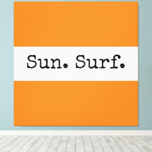 Coole, orange weiße Streifen Sonnensurftext Leinwanddruck