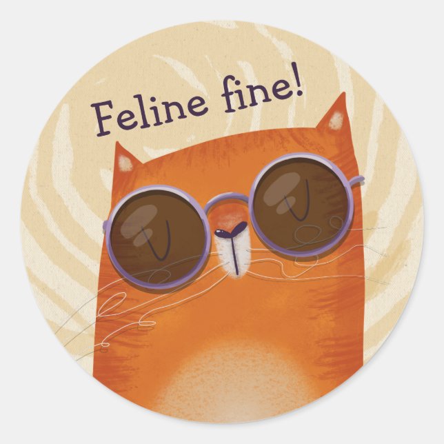 Coole Orangenkatze Runder Aufkleber (Vorderseite)