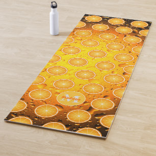 Coole Orangenscheiben Wassertropfen Monogramm Yogamatte